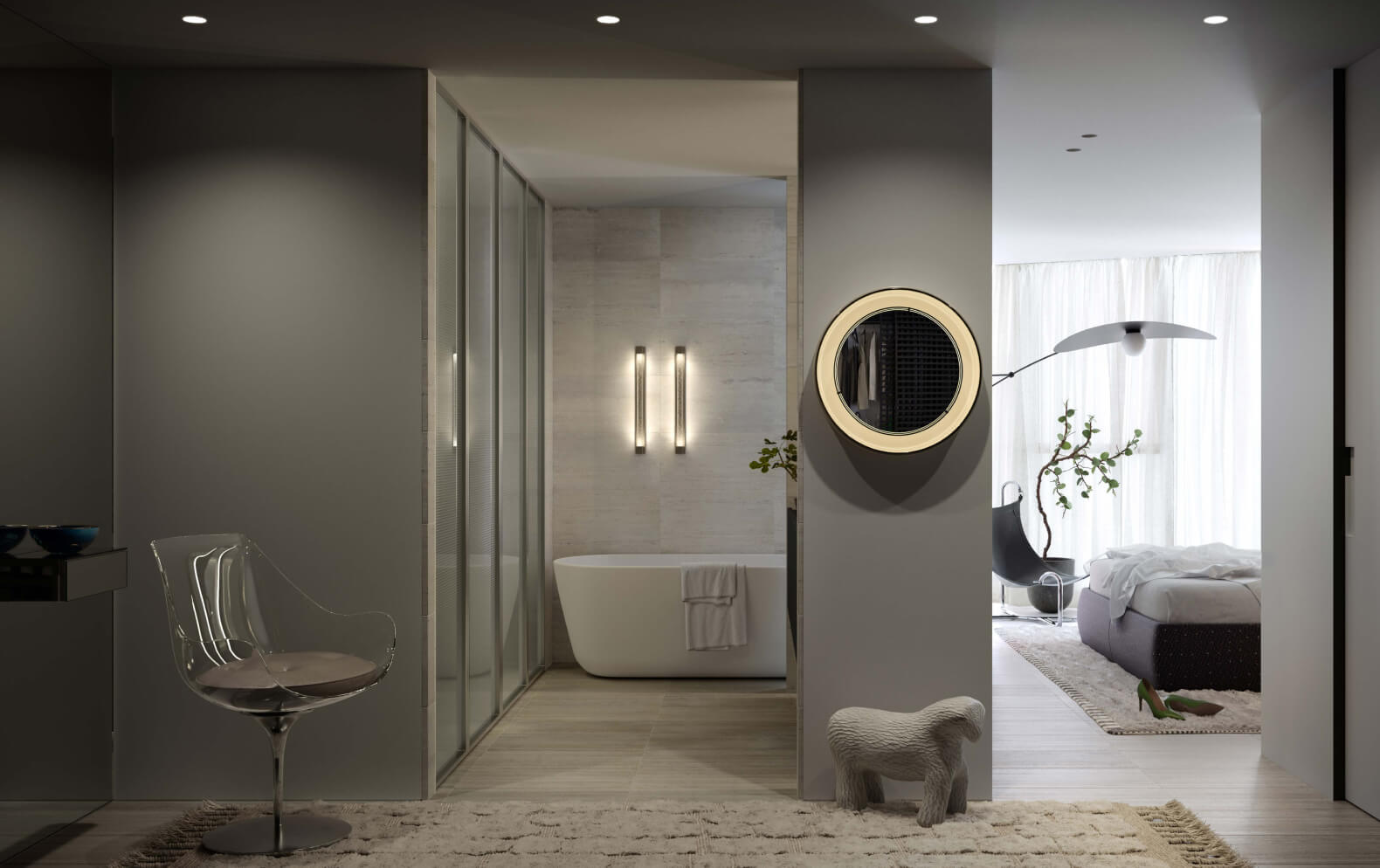 Master bathroom. Visualisation by Gabriel Saunders.
