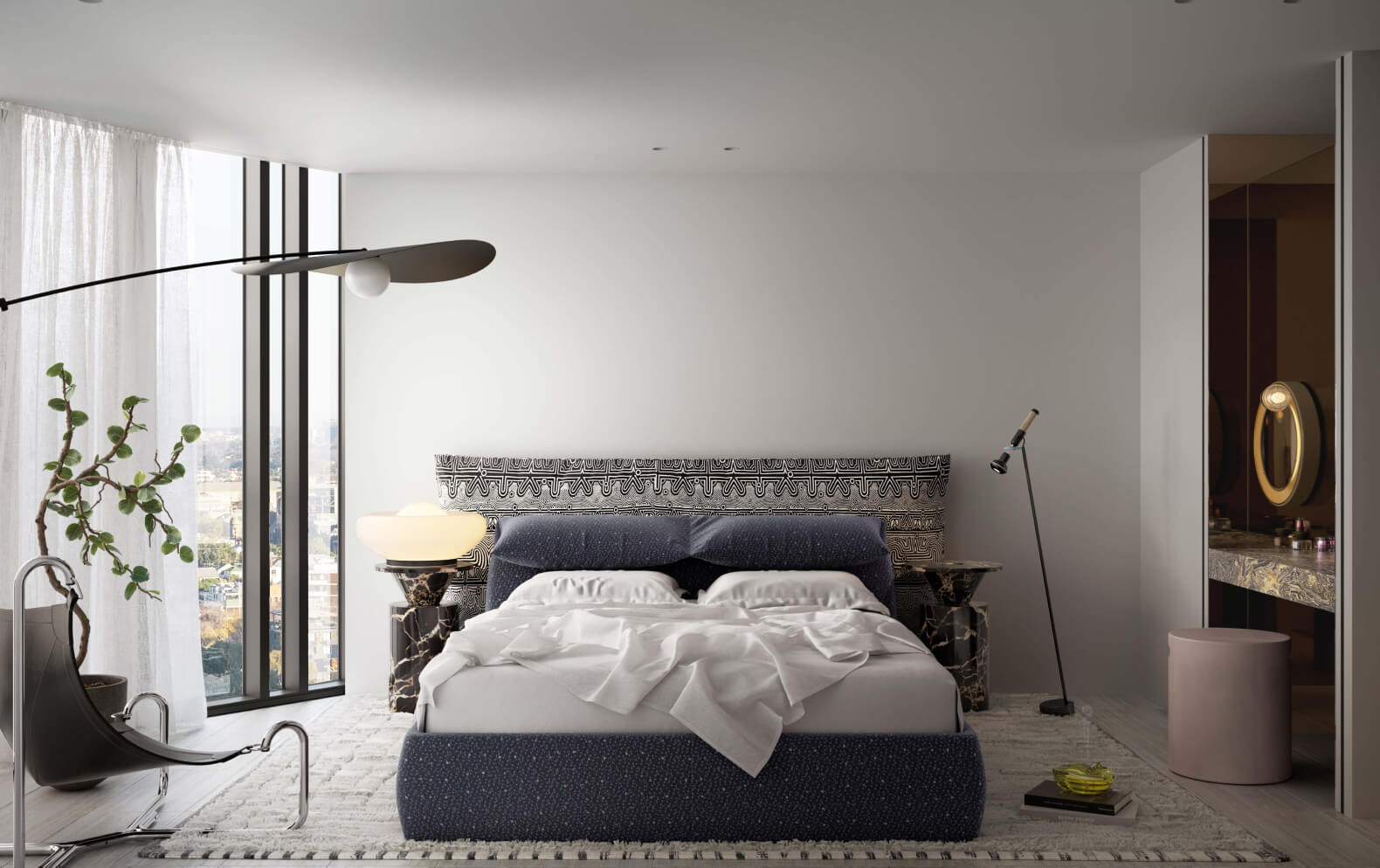 Master bedroom. Visualisation by Gabriel Saunders.