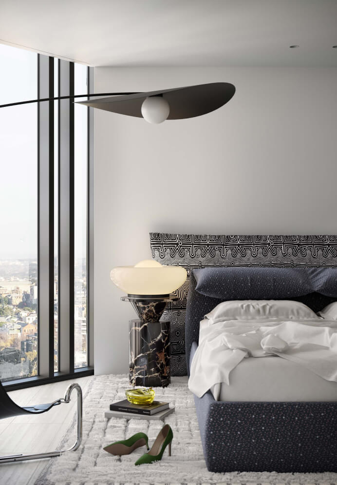 Master bedroom. Visualisation by Gabriel Saunders.