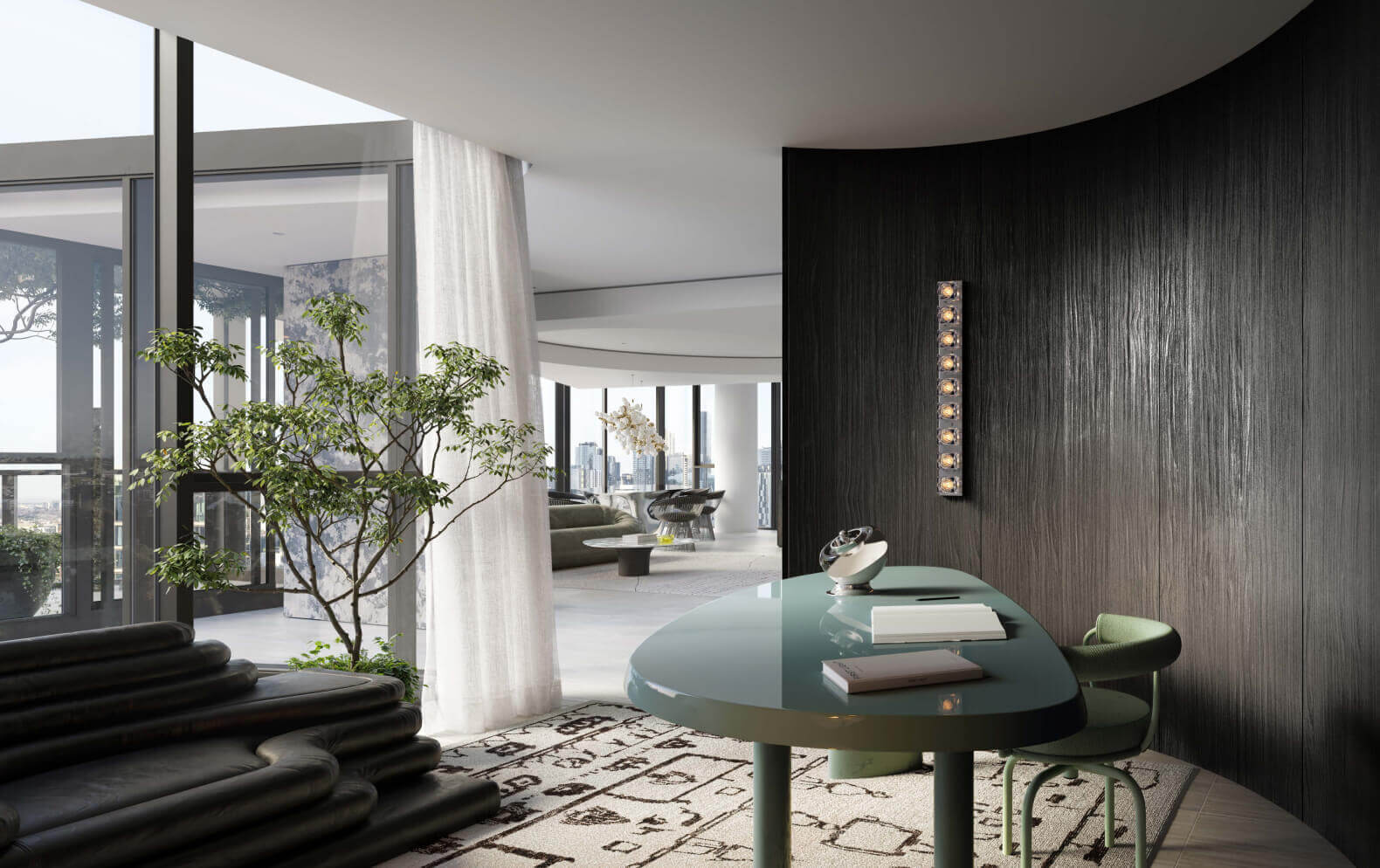 Study to living area. Visualisation by Gabriel Saunders.