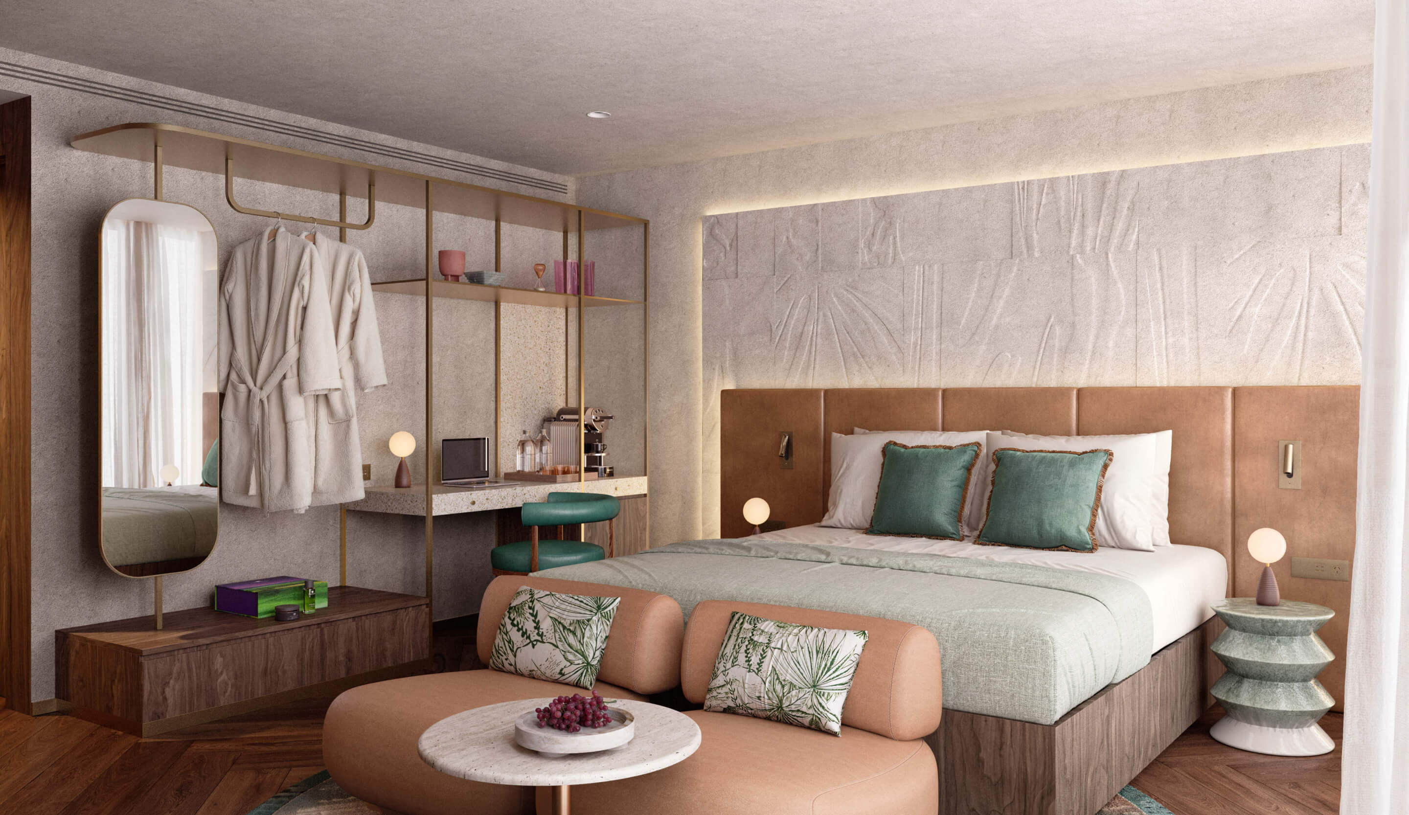 Typical hotel room. Visualisation by Gabriel Saunders.